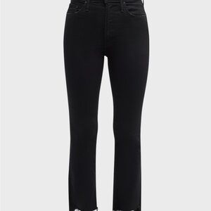 Mother Insider Crop Step Fray Jeans - Black size 26